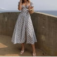 thumbnail image 5 of Kcodviy Robe d'Été Nouvelle pour Femme Robe d'Été Décontractée pour Femme Robe Femme Tempérament Imprimée Fendue Bouffante Robe Femme à Manches Robe, 5 of 5