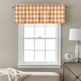 thumbnail image 3 of Orange Plaid Kitchen Curtain Valances for Windows Farmhouse Short Curtains, Gradient Geometric Buffalo White Checkered Rod Pocket Valance Curtain for Bedroom Cafe Living Room 42"x18", 3 of 8