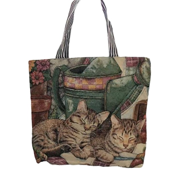 Bolso de lona vintage bordado de un solo lado para ir de compras y regalar con encanto étnico