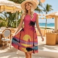 thumbnail image 5 of KUIFORTI Couple Matching Outfits Sunset Palm Trees Spring Womens Dresses Sleeveless Flowy Dress Button Down Shirt Men Short Sleeve Shirts with Soft Fabric Fit for Honeymoon Trip, 5 of 7