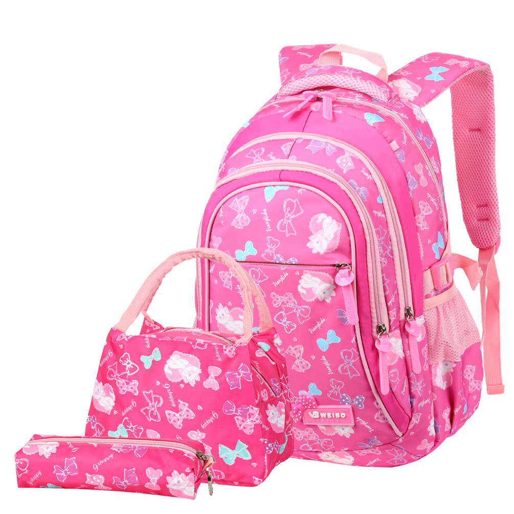 Set of 3 Backpack, Teens Adorable School Backpack Set Nylon Girls