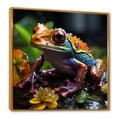 thumbnail image 2 of Designart "Frog Portrait In Multicolor On Glass" Frogs & Toads Floater Framed Wall Art Living Room, 2 of 5