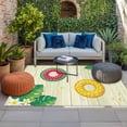 thumbnail image 2 of Summer Swimming Rings Outdoor Rug for Patio/Deck/Porch, Non-Slip Large Area Rug 4 x 6 Ft, Floral Plumeria Yellow Wooden Indoor Outdoor Rugs Washable Area Rugs, Reversible Camping Rug Carpet Runner, 2 of 8