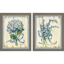 Great Art Now Blue by Barbara Mock, 2 Piece Framed Art Set Each 9"W x 11"H