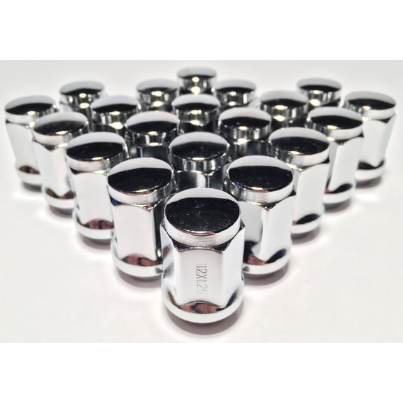 20 Chrome Bulge Acorn 12x1.25 Cone Seat LugNuts Set Fits Scion Subaru Suzuki