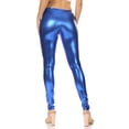 thumbnail image 3 of Sakkas Footless Liquid Wet Look Shiny Metallic Stretch Leggings - Royal Blue - Small, 3 of 6