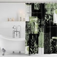 thumbnail image 2 of Shower Curtain Bathroom Set Boho Abstract Geometric Texture Waterproof Fabric Shower Curtains with Grommets&Hooks, Summer Leaves Black Green Privacy Bath Curtain for Bathtub 36x72in, 2 of 9