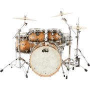 DW SSC Collector's Series 4-Piece Exotic Maple Shell Pack With 22 Bass Drum and Chrome Hardware Quick Candy Burst Mappa Burl