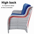thumbnail image 4 of PARKWELL Outdoor 3 Seats Sofa - Rattan Wicker Patio Couch with Cushions - Steel Frame - Offwhite Wicker, Blue Cushions, 4 of 6
