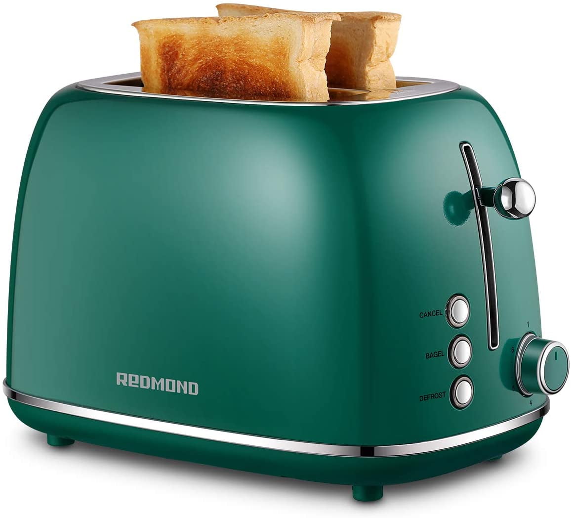 REDMOND 2 Slice Toaster Retro Stainless Steel Toaster with Bagel