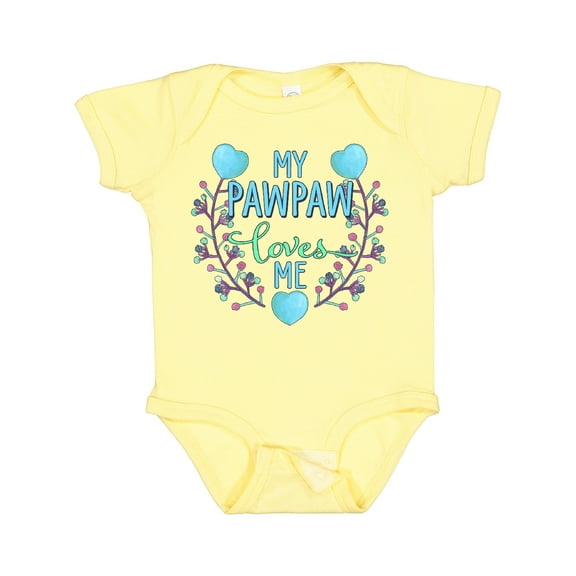 My Pawpaw Loves Me with Flowers and Hearts Baby Bodysuit