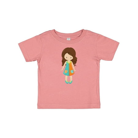

Inktastic Fashion Girl Brown Hair Colorful Dress Blue Shoes Gift Baby Girl T-Shirt