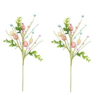 Twfbrm 2 Pcs Easter Eggs Floral Picks, 16" Artificial Flower Stems with Eggs and Berries, Realistic Decorative Easter Egg Twig Branches Vase Filler Table Centerpiece Spring Decor for Party Wedding
