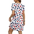 thumbnail image 2 of Tshirt Dress Women, American Flag Casual T Shirt Dress With Pockets 4Th Of July V Neck Short Sleeve Boho Sundress Mirrored Gold Tops For Women Dressy Plus Size Dresses Maxi (XL, White) ZMTing, 2 of 4