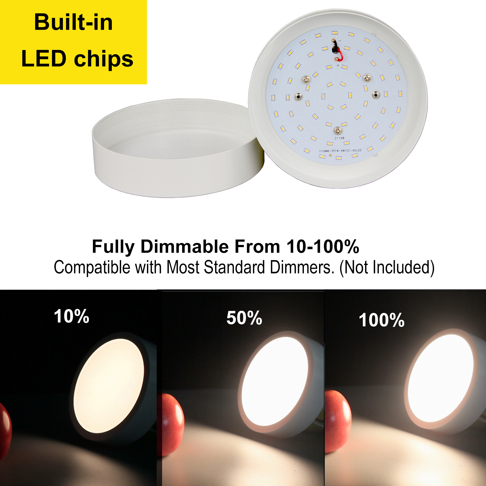 Pisa Modern Mini LED Flush Mount Ceiling Light-10W 5.5” Surface Mounted  Down Lights, Dimmable 5-Pack