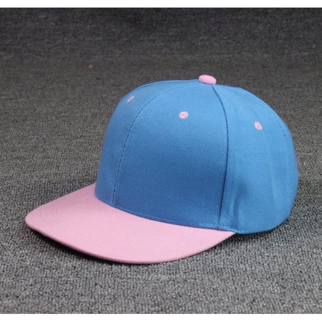 Gorra de béisbol plana con cierre a presión de dos tonos, camionero, liso, liso, Blan