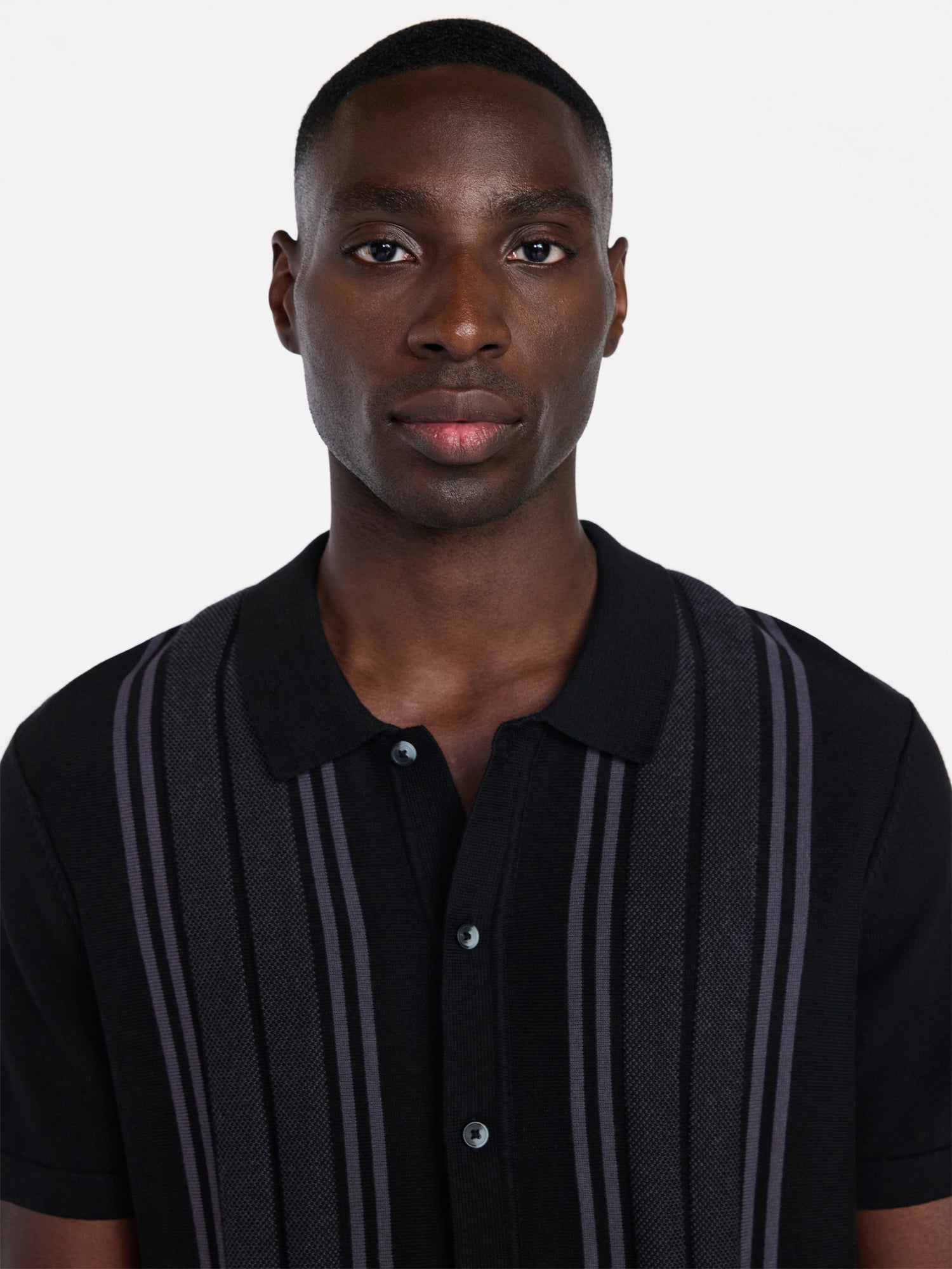 George Men’s Cotton Button Front Polo Sweater with Short Sleeves, Sizes S-3XL