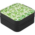 thumbnail image 2 of GZHJMY St. Patrick's Day Clover Mini Jewelry Box, Portable Leather Travel Small Jewelry Organizer Case for Earring, Necklace, Rings, Bracelets, 2 of 7