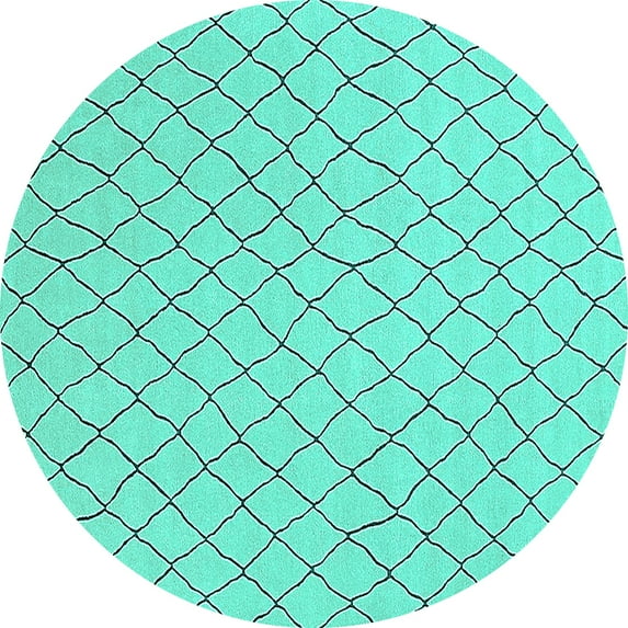 Ahgly Company Indoor Round Oriental Turquoise Blue Industrial Area Rugs, 3' Round