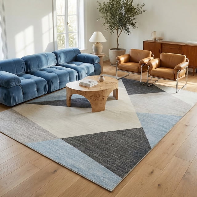 Rug Branch Eclipse Mid-Century Modern Indoor Area Rug, Blue Grey, Abstract - Living Room, Bedroom, Dining Room, and Office