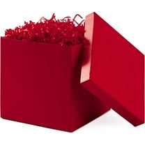 Medium Gift Box with Lid and Shredded Paper Fill (Red 7 inch Box) for Birthdays, Graduations, Anniversaries, Christmas, Valentine's Day, All Occasion