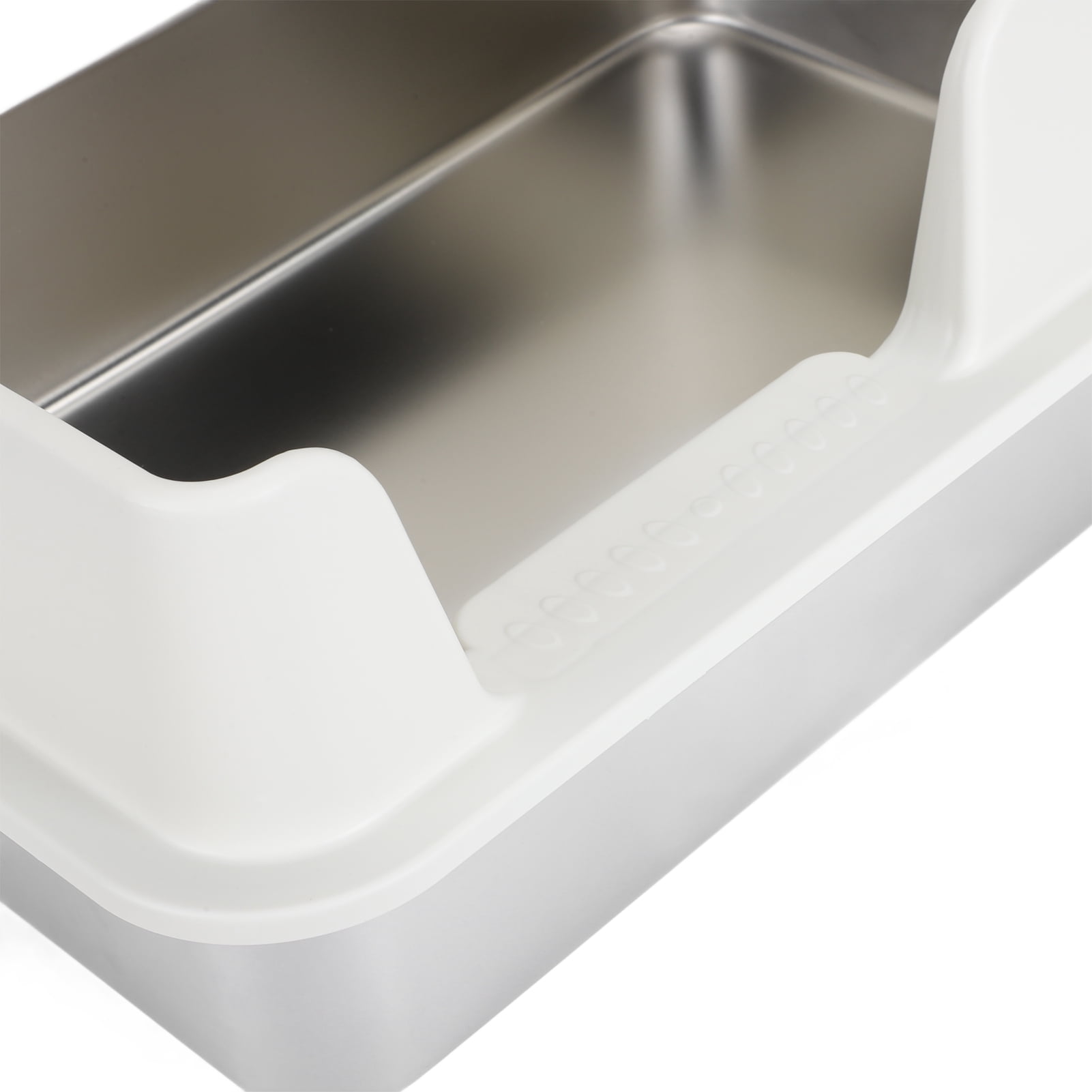 BOKYAN Stainless Steel Cat Litter Box Enclosed High Sided Anti Splashing Pet Pan, Easy to Clean Rectangle Toilet for Small Medium Cats, 20.47 inches / 52 cm Length, White