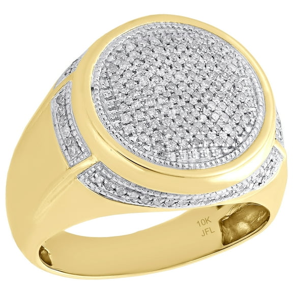 10K Yellow Gold Diamond Statement Pinky Ring Milgrain Dome Tier Pave Band 1/2 CT
