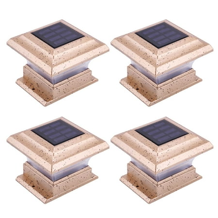 

4pcs Solar Pillar Lamps Outdoor Post Lights Landscape Fence Light for Garden Patio (Warm Yellow Light)