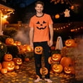 thumbnail image 2 of Family Pajamas Matching Sets - 2 piece Pumpkin Face Short Sleeve Tops+Pants Outfit Sets,Matching Halloween Pjs for Family Couples Women Men for M Pjs, 2 of 8