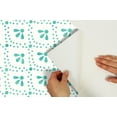 thumbnail image 4 of The Pioneer Woman Teal Tonal Scallop Peel And Stick Vinyl Wallpaper, 215-in by 20.5-in, 30.75 sq. ft., 4 of 8