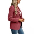 thumbnail image 4 of JGGSPWM Women's Tweed Blazers Business Casual Long Sleeve Double Breasted Jackets Open Front Work Suits Red L, 4 of 8