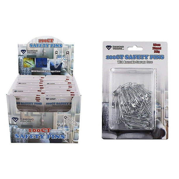 Diamond Visions 111658 100 Count Small Medium Large Safety Pins