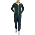 thumbnail image 3 of Men's 2Pc Full Zip Tracksuit, 4 Way Stretch Color Block Jogger with Zipper Pockets for Gym Running Blue Green M, 3 of 8