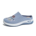 thumbnail image 5 of Dakaela Mules for Women 2026 Summer Woven Slip on Walking Sneakers Flower Embroidery Orthopedic Closed Toe Slides with Arch Support Blue 8.5, 5 of 7