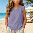 thumbnail image 2 of EnJoCho Girls Ruffl𝖾 Sleeveless Tank Tops Summer Cotton Linen T-Shirts Casual Crewneck Tees Tops Basic Blouse Kdis Girl Cute Shirts Little Girl Oversized T-Shirt, 2 of 5