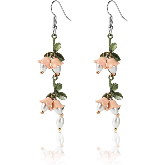 Korean Fashion Resin Sakura Leaf Drop Earring Cute Cherry Blossom Flower Petal Tassel Dangle Earring for Women Statement Holiday Party Jewelry