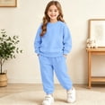 thumbnail image 2 of Girls Boys Classic Fleece Sweatsuit Kids Pullover Crewneck Sweatshirt and Jogger Sweatpants Tween Matching Tracksui𝘁 Pockets, 2 of 4