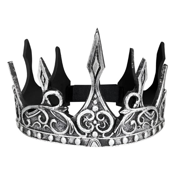 BESTSKY Retro Crown King Crown for Men Medieval Style Antique King Crown Adult Silver Pu Foam 1Pack