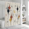 thumbnail image 5 of Polyester Fabric Yellow Diamond Shower Curtain, Modern Geometric Middle Century Beige Waterproof Bathtub Curtain Bathroom Decor Set with Hooks 54 x 78 Inches, 5 of 6