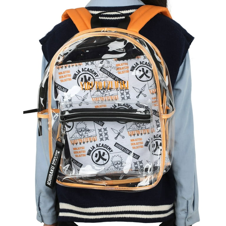 Naruto Shippuden 17 Clear Plastic Backpack with Removable Laptop Pocket