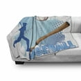 thumbnail image 3 of Baseball Soft Flannel Fleece Throw Blanket, Silhouette of a Baseball Player with Basic Game Kicking with Bat Sports, Cozy Plush for Indoor and Outdoor Use, 60" x 80", Blue and White, by Ambesonne, 3 of 6