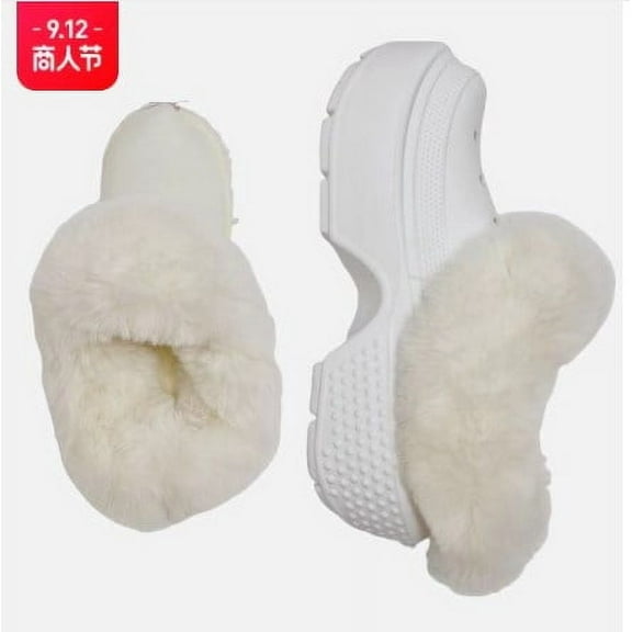 RENACLIPY 1Pair Thick Fuzzy Hole Shoe Inserts Detachable Inner Soles for Winter Warmth