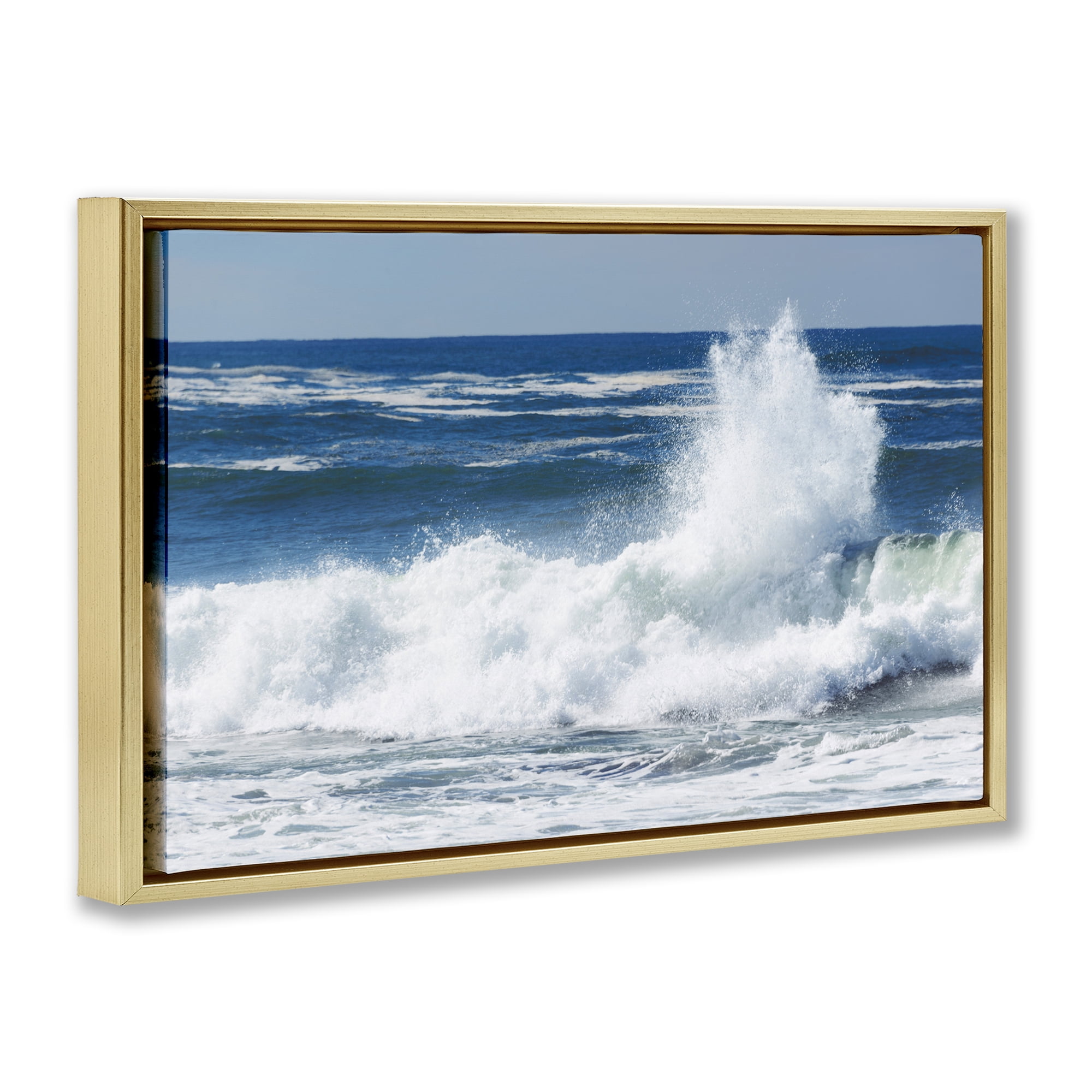 Stupell Industries Crashing Waves Splash Gold Framed Floater Canvas Wall Art, design by JLM Photographs
