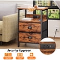 thumbnail image 4 of End Table with Charging Station, Nightstand with Fabric Drawers, Side Table with USB Ports & Outlets, Night Stand with Storage Shelf & Hooks, for Living Room/Bedroom, Rustic Brown, 4 of 6