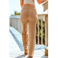 thumbnail image 2 of ABPHQTO Pantalones de punto de felpa de cintura alta de color caqui para mujer, 2 of 5