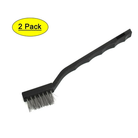 

Black Plastic Handle Stainless Steel Wire Cleaning Tooth Brush 2pcs