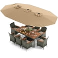 thumbnail image 3 of Spaco 10 Pieces Patio Wicker Dining Set, Table with 15 Feet Double-Sided Patio Umbrella, Dining Set for Outdoor, Brown, 3 of 11