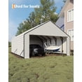 thumbnail image 5 of TrailBlaze Heavy Duty Zippered Door Panel for Metal Carport - Waterproof UV-Resistant PE Tarp Kit - Ball Bungees Included - Side Panel for Outdoor Garage - White, 20FT Width, 5 of 8