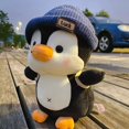 thumbnail image 2 of Mochila Muñeco de peluche de pingüino pequeño con sombrero, compañero de sueño cómodo de pingüino, almohada decorativa, regalo de cumpleaños, 2 of 5