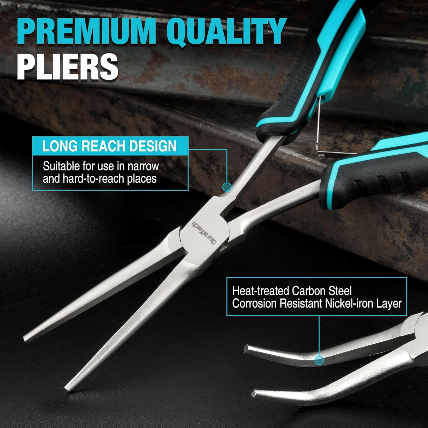 2PCS 7" Long Reach Needle Nose Set, Long Nose & Bent Nose , Small Needle Nose for Jewelry Making, Wire Wrapping, Wire Bending and Object Gripping on N Space